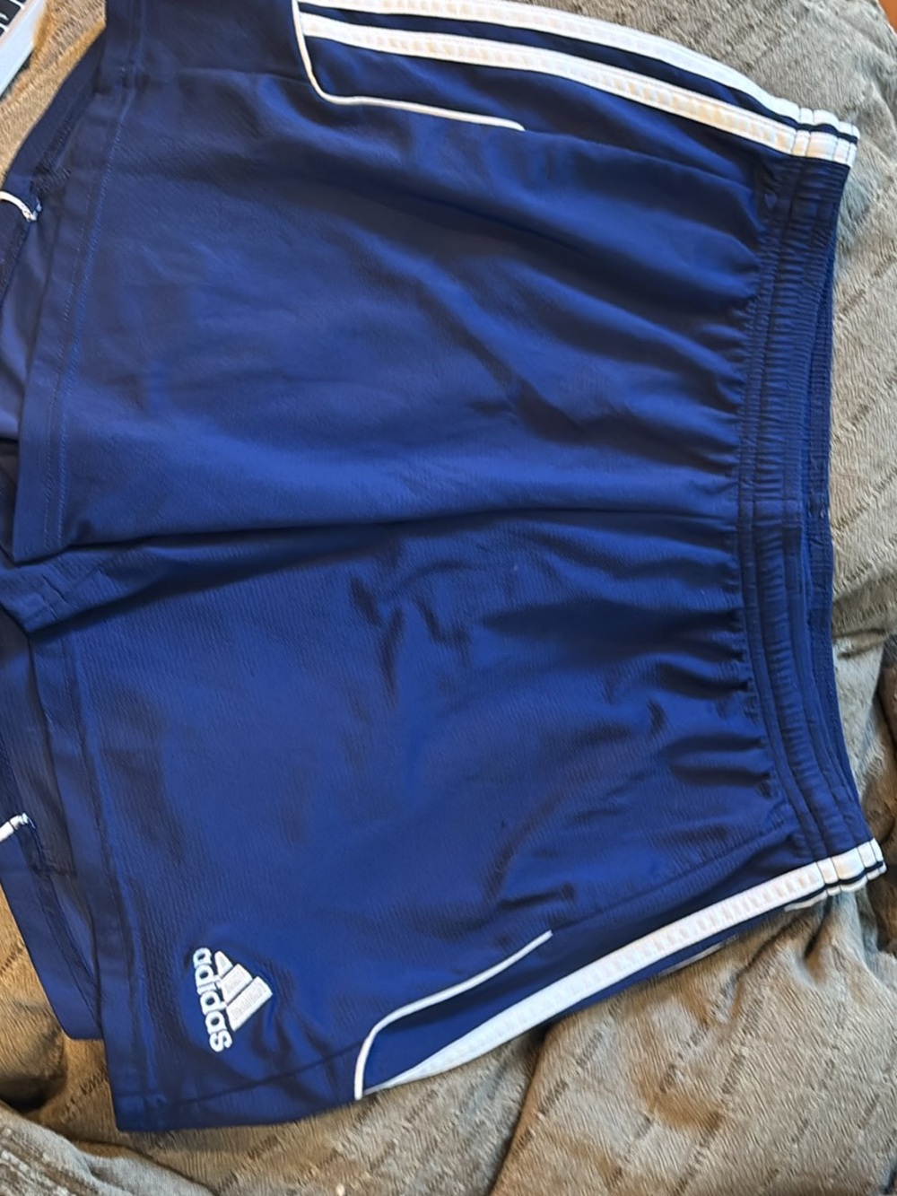 Adidas Women’s Blue Athletic Shorts with White Trim